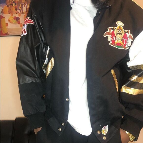 Vintage Nfl jacket vintage saints jack New Orleans saints who dat Jeff Hamilton - Picture 2 of 3